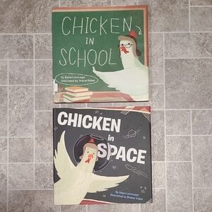 Chicken in School and Chicken in Space Books Learning Reading Children Hardback
